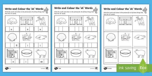 sh words worksheet