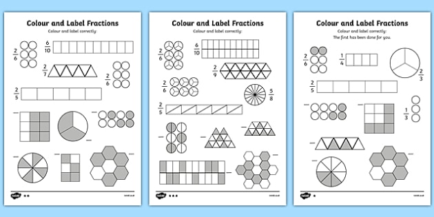shaded fractions worksheet