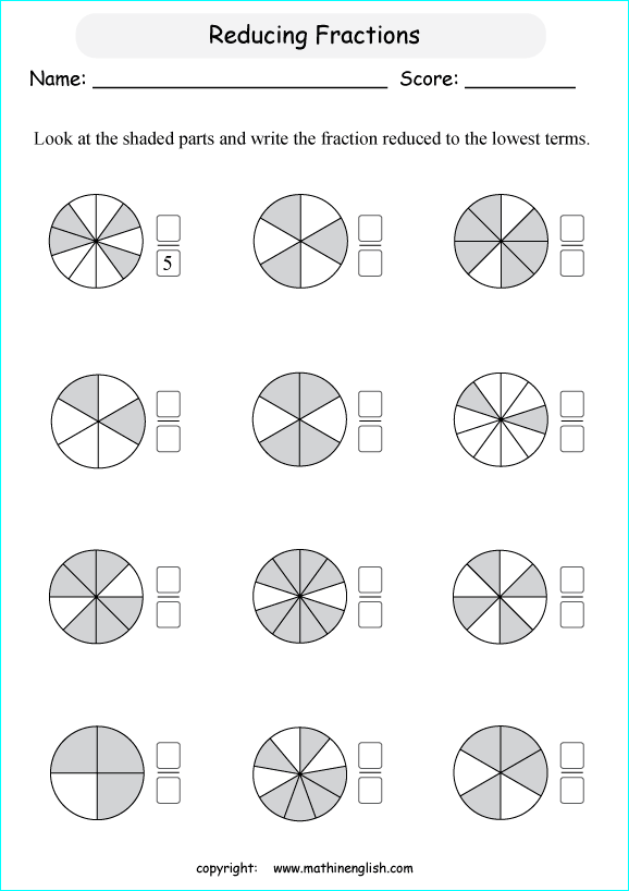 shaded fractions worksheet