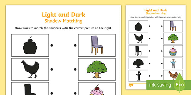 Light and Dark Shadow Matching Worksheet (teacher made)