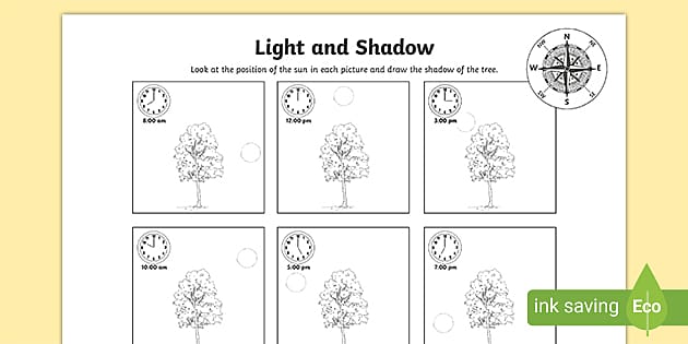 Sun and Shadows Worksheet (teacher made) - Twinkl
