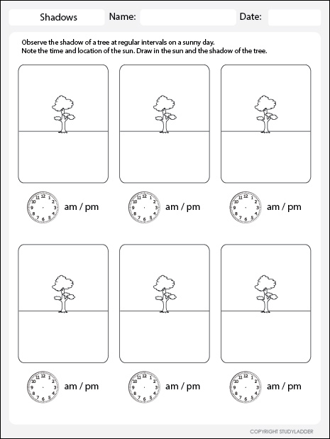 Recording Shadows Worksheet - Studyladder Interactive Learning Games