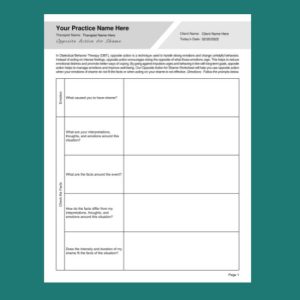 Opposite Action for Shame Worksheet PDF -