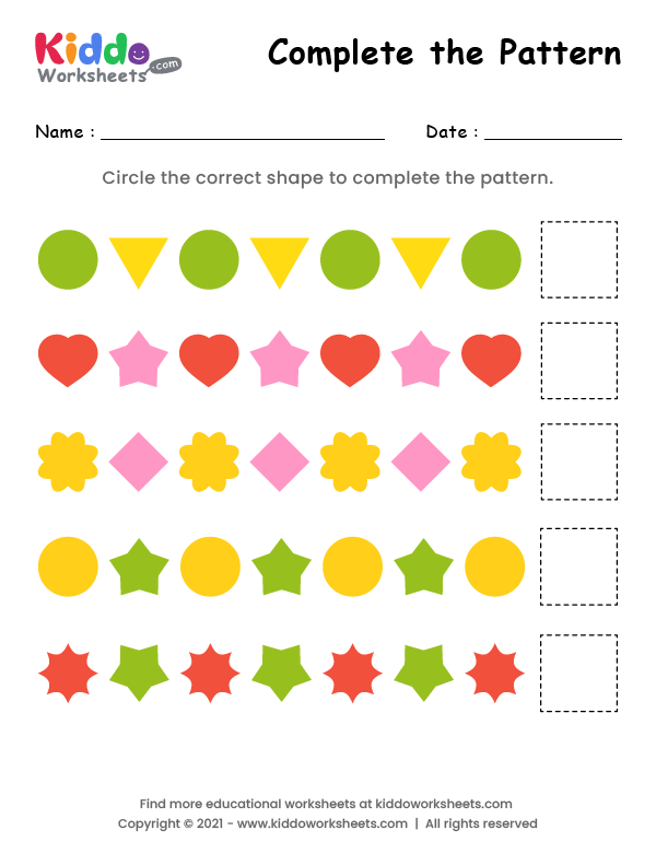Complete the Shape Patterns | Worksheet | Education.com - Worksheets ...