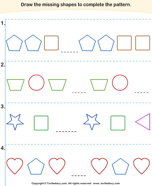 Complete the Shapes Pattern - Worksheets Library