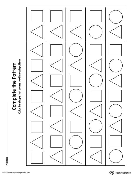 Complete the Shape Pattern | MyTeachingStation.com