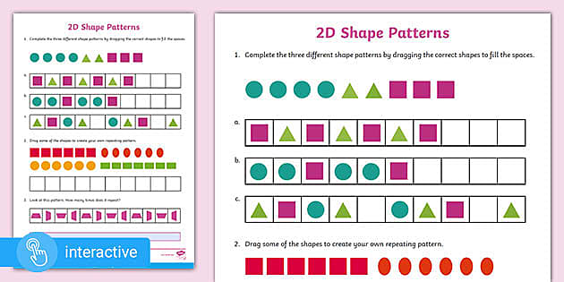 ? White Rose Maths Supporting Y2: 2D Shape Patterns Worksheet