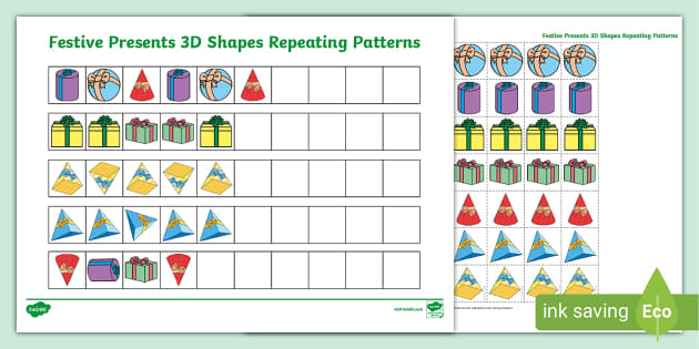 ? KS1 Festive Presents 3D Shapes Repeating Patterns Activity