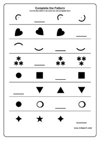 Grade 1 Shape Pattern Worksheet, Maths Downloadable Activity Sheets