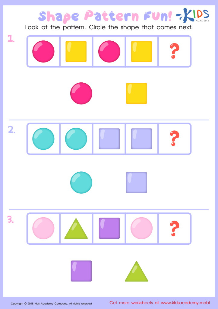 Shape Pattern Fun Worksheet: Free Printable PDF for Kids