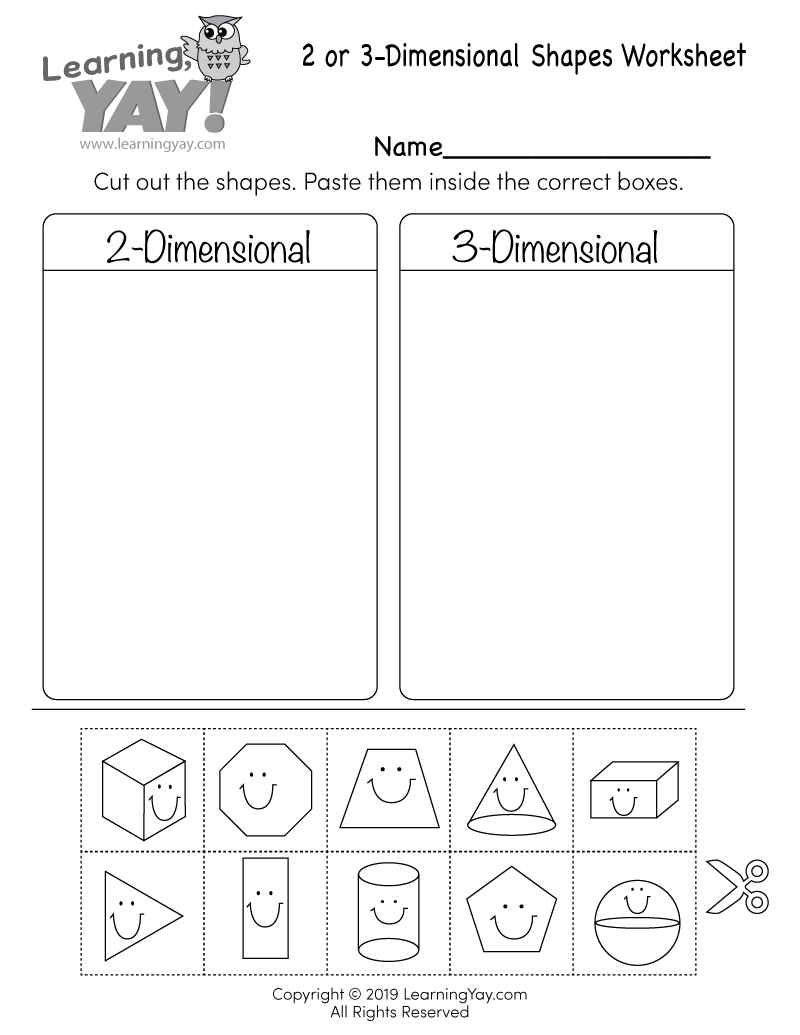 Sorting 2D and 3D Shapes Worksheet for 1st Grade (Free Printable)