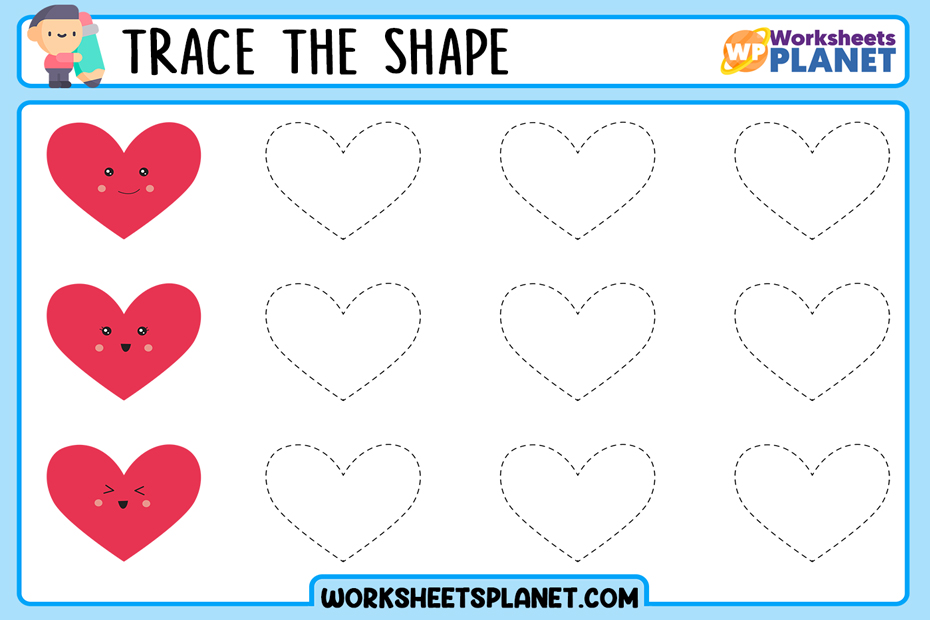 Tracing Shapes Worksheets for Kindergarten