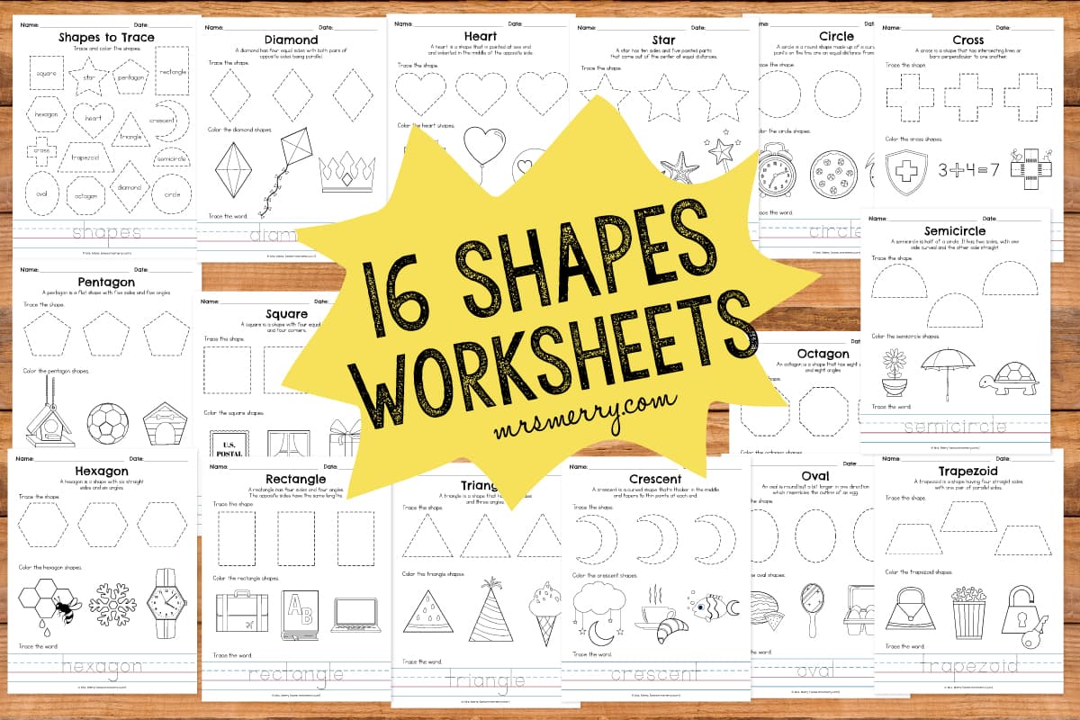 16 Printable Shape Tracing Worksheets | Mrs. Merry