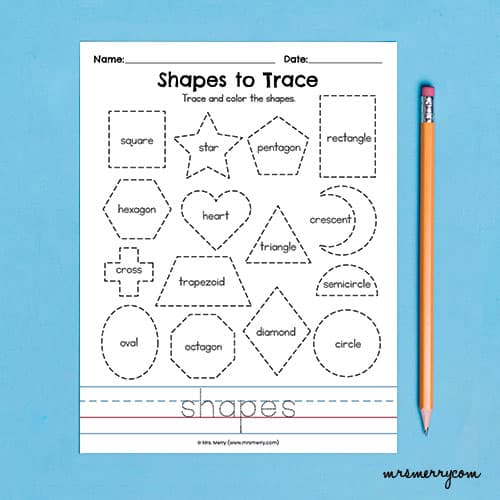 16 Printable Shape Tracing Worksheets | Mrs. Merry