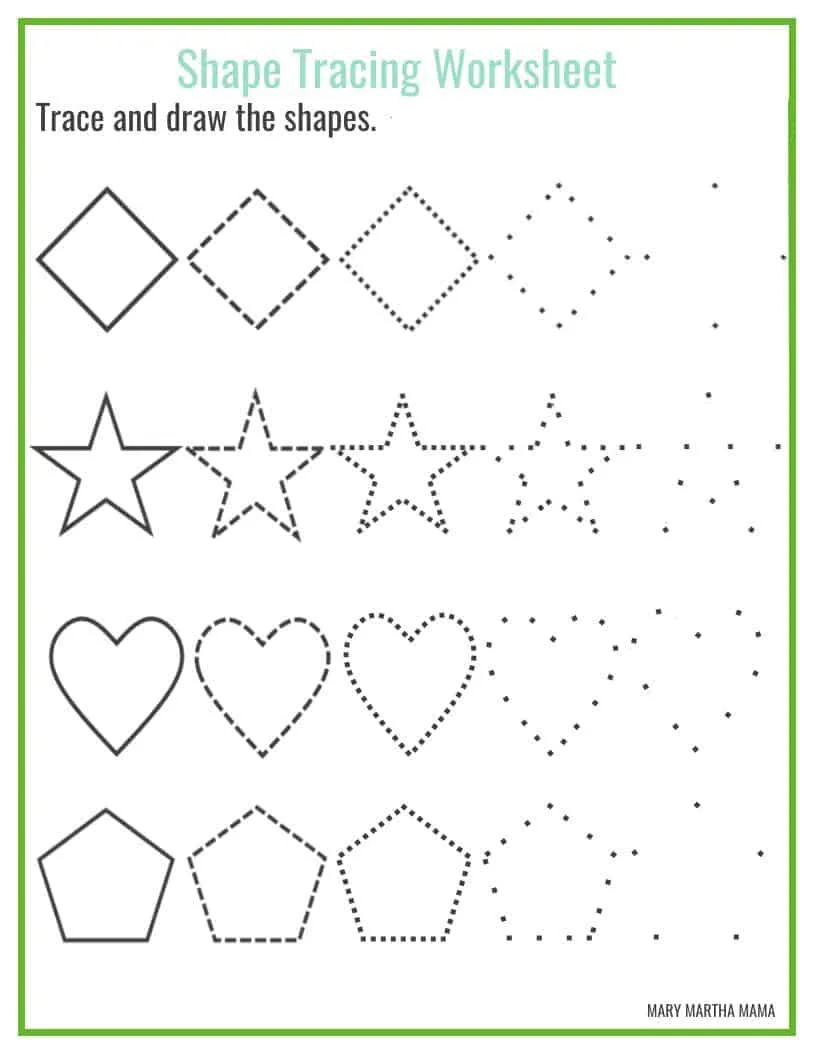 Shapes Worksheets for Preschool [Free Printables] - Mary Martha Mama