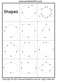 Preschool Shapes Tracing - Heart, Star, Circle, Square, Triangle ...