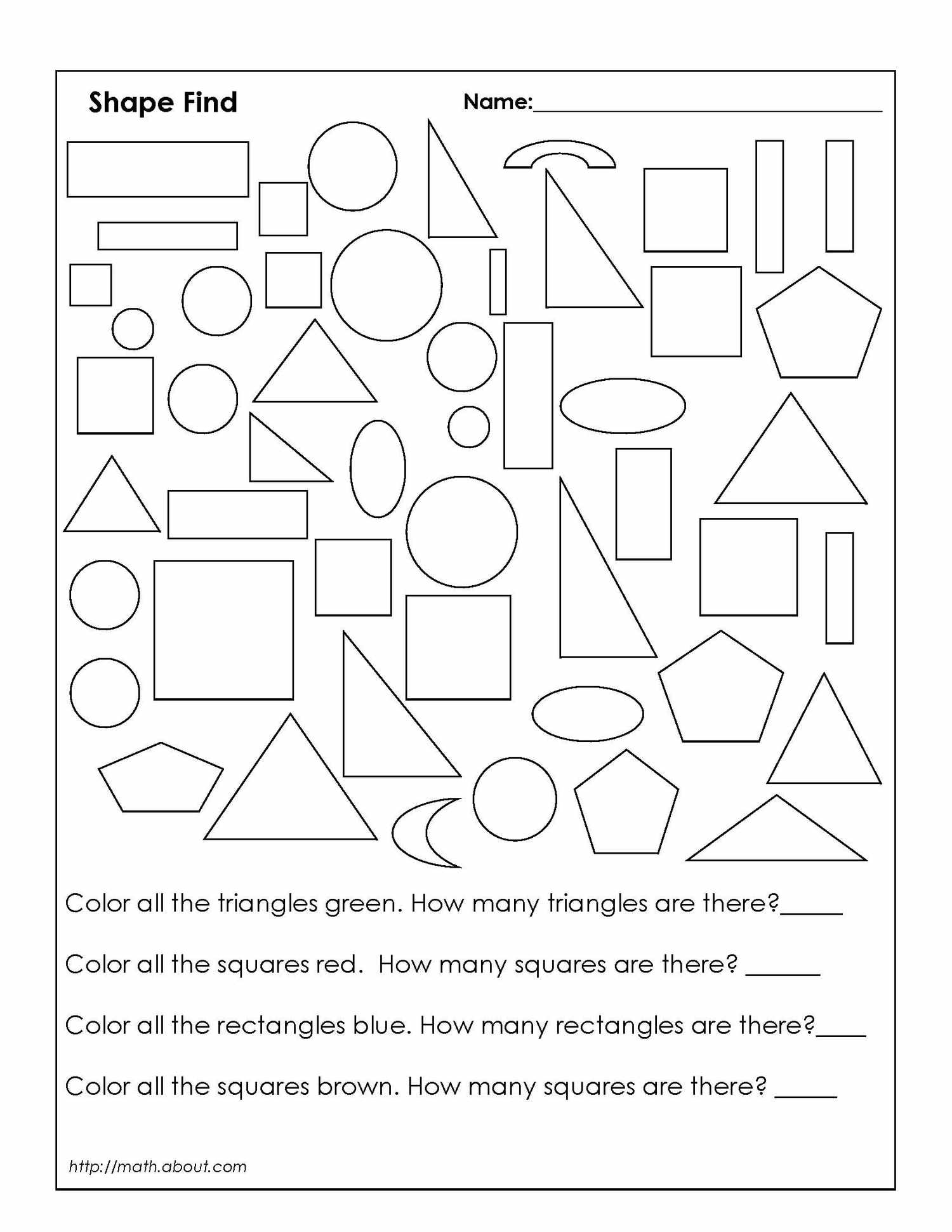 Geometry Worksheets for Students in 1st Grade