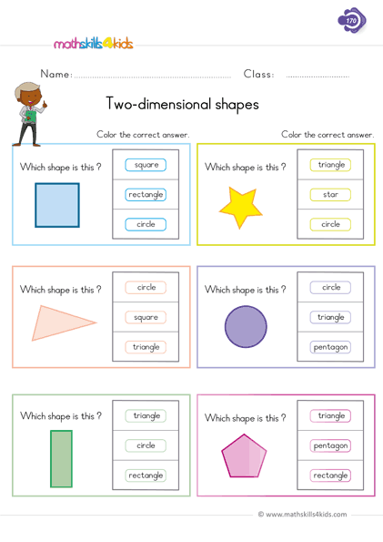 1st Grade two dimensional shapes worksheets PDF - Free download