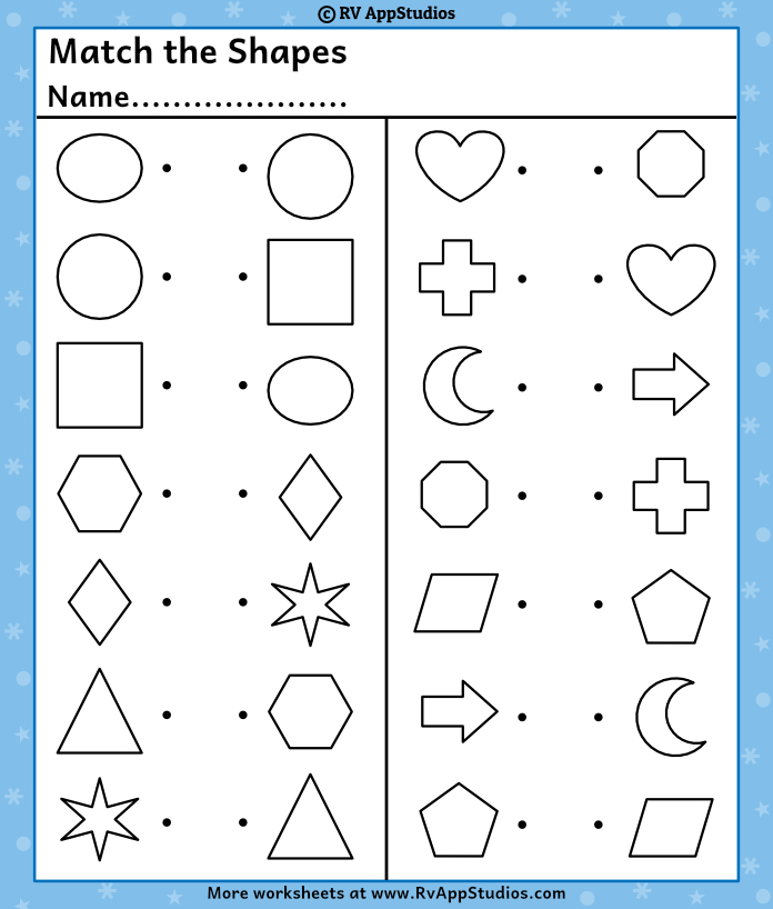 Shapes Matching Worksheets | Preschool Shapes Worksheets