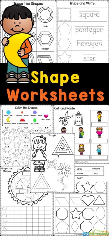 FREE Printable Tracing Shapes Worksheets for Kindergarten
