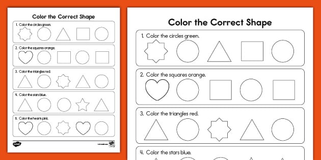 Color the Correct 2D Shape Worksheet - Math (Lehrer gemacht)