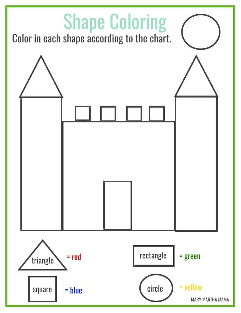 Shapes Worksheets for Preschool [Free Printables] - Mary Martha Mama