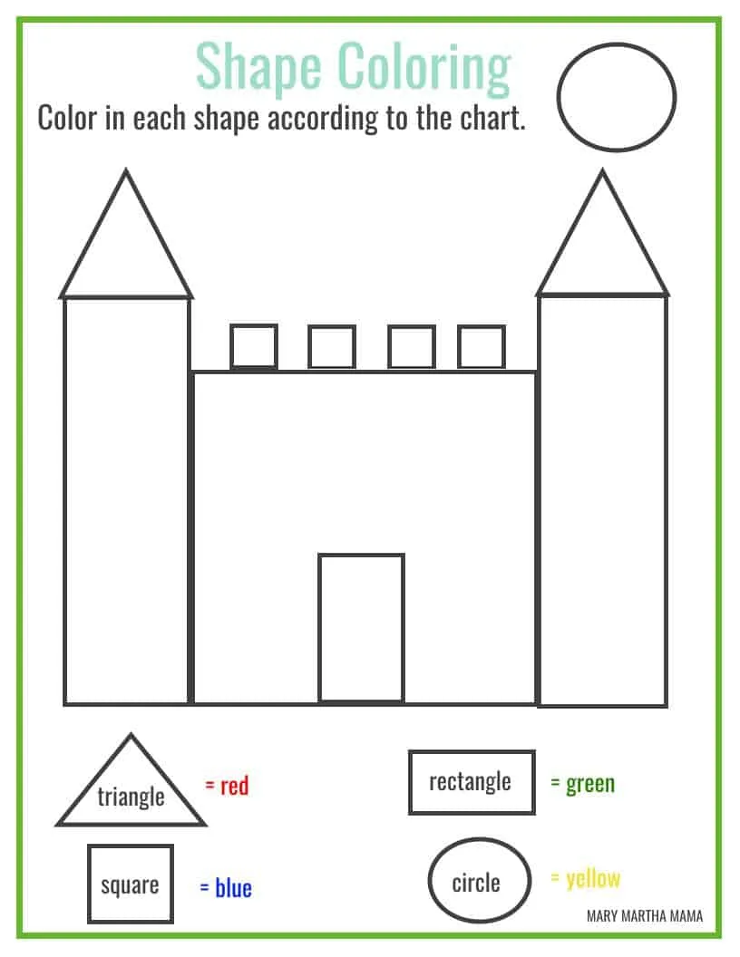 Shapes Worksheets for Preschool [Free Printables] - Mary Martha Mama