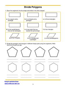 Divide Polygons Worksheet for 3rd Grade | Lesson Planet