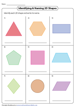Identifying and Naming 2D Shapes Worksheets