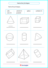 Grade 2 3D Shapes and Nets geometry math school worksheets for ...