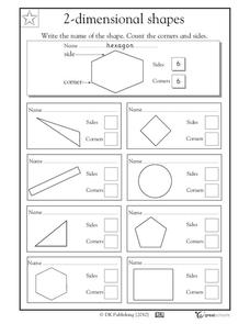 2-Dimensional Shapes: Looking at Shapes Worksheet for 1st - 2nd ...
