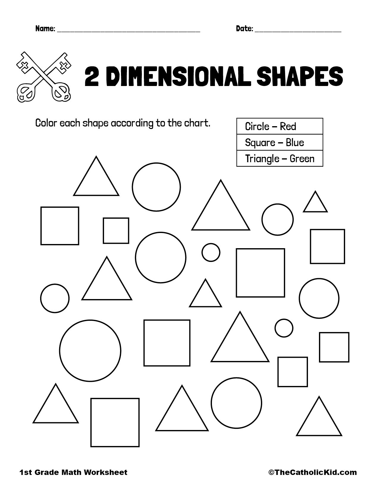 Color 2 Dimensional Shapes - TheCatholicKid.com