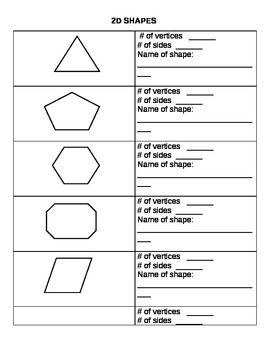 shapes worksheet for grade