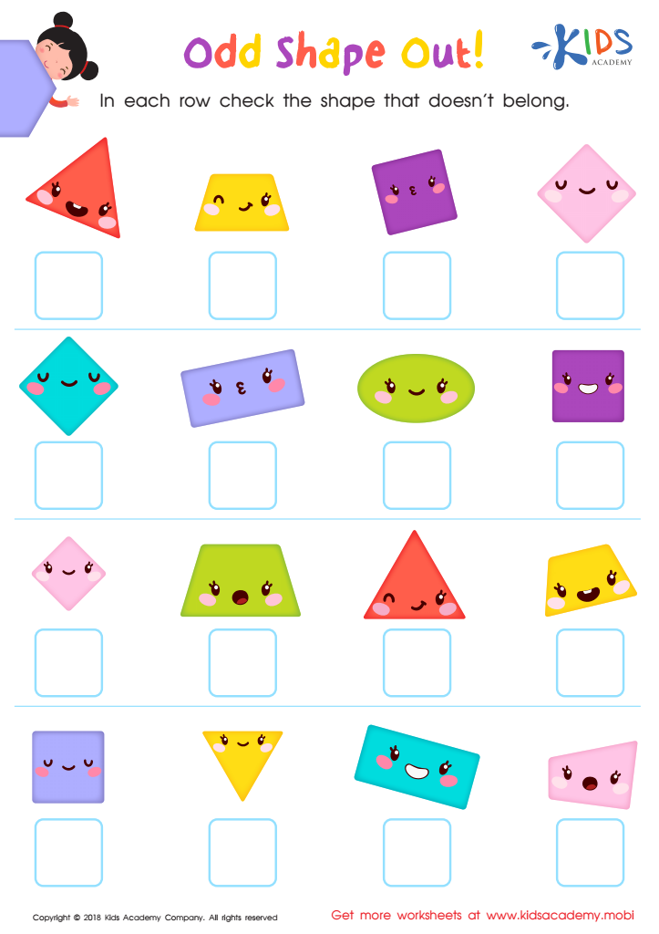Odd Shape Out Worksheet for Grade 3: Printable PDF for Kids