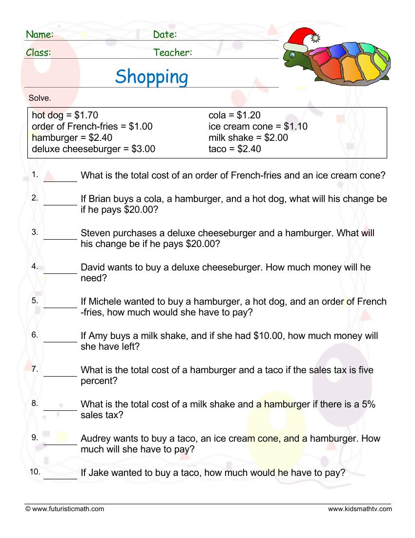 Money And Consumer Math Worksheets pdf | Math Champions