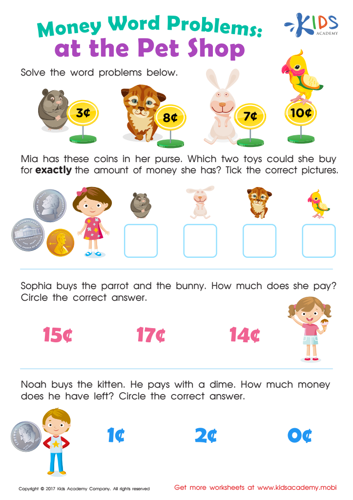Worksheet of the Week Shopping Spree The Math Blaster Blog