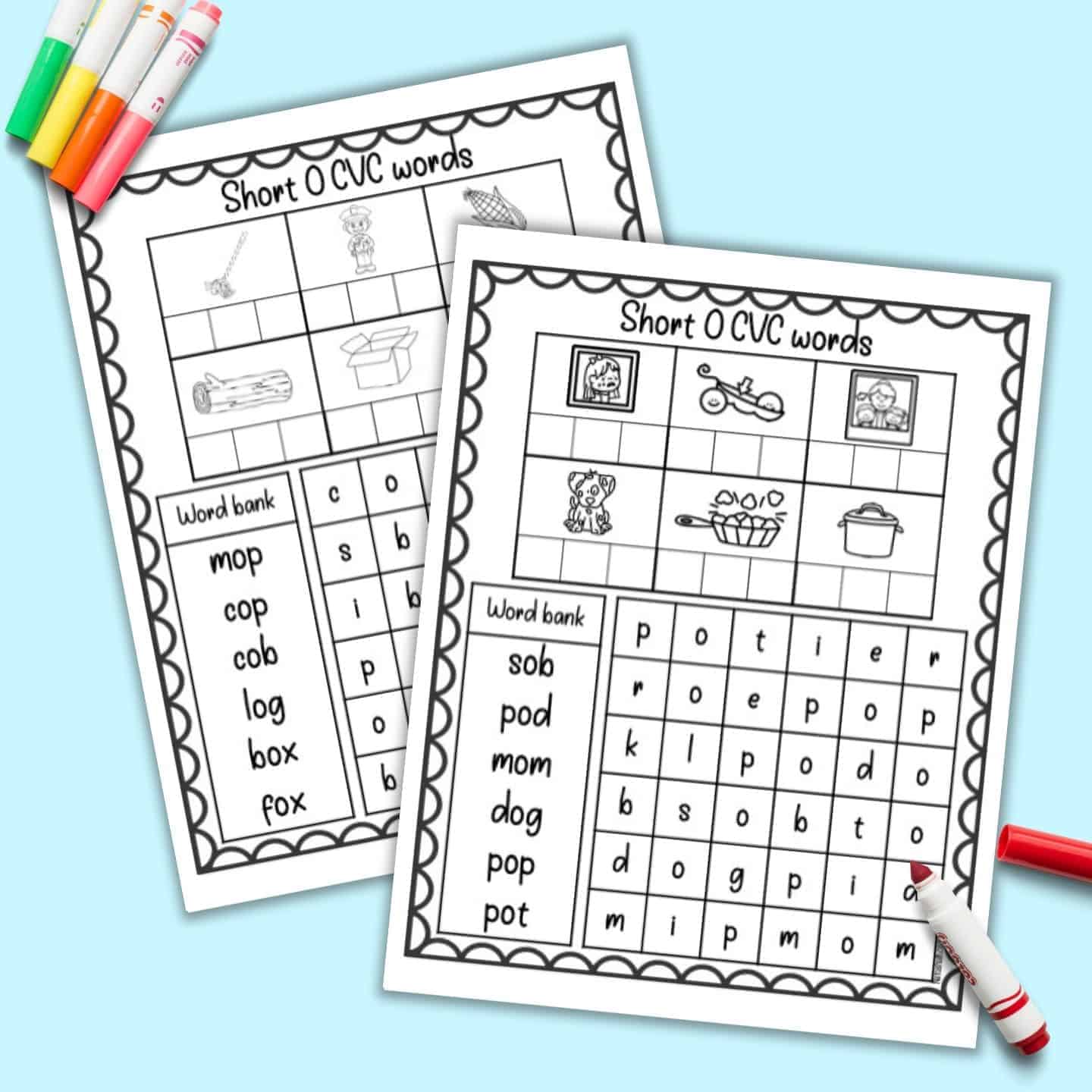 Free Printable Short O CVC Words Worksheets - The Artisan Life