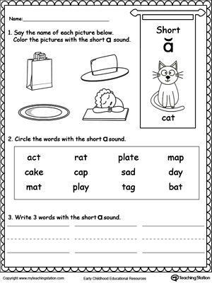 short a sounds worksheet