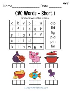 short a vowel sound worksheet