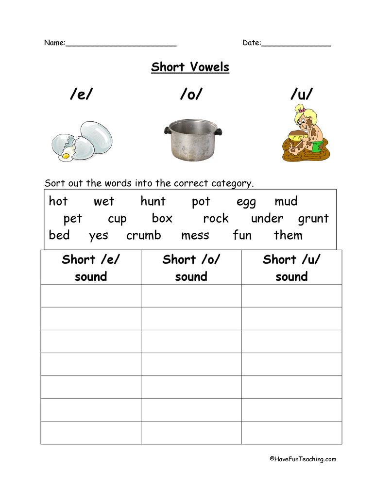 short a vowel worksheet