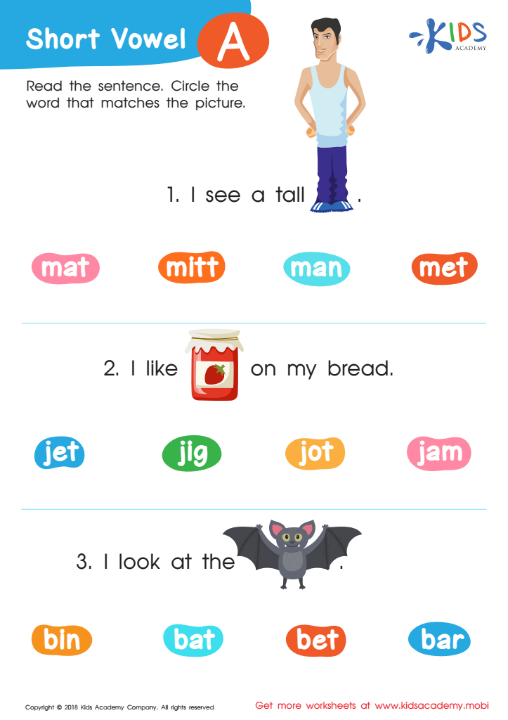 short a vowel worksheet