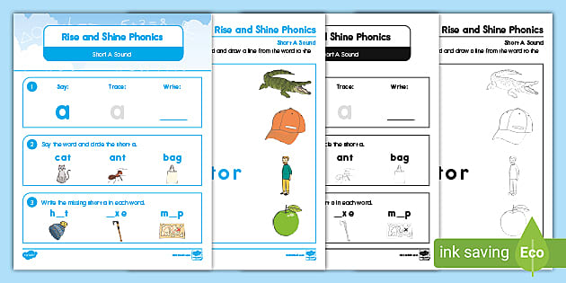 short a words kindergarten worksheet