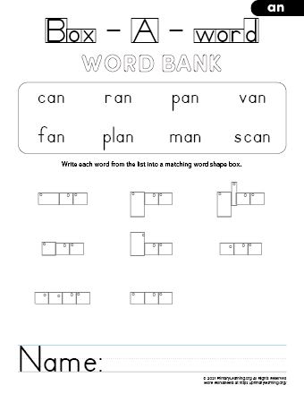 AN Family Words - Kindergarten  