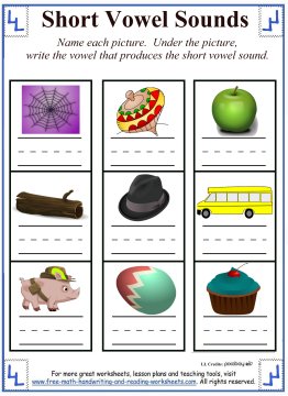 short a worksheet for first grade