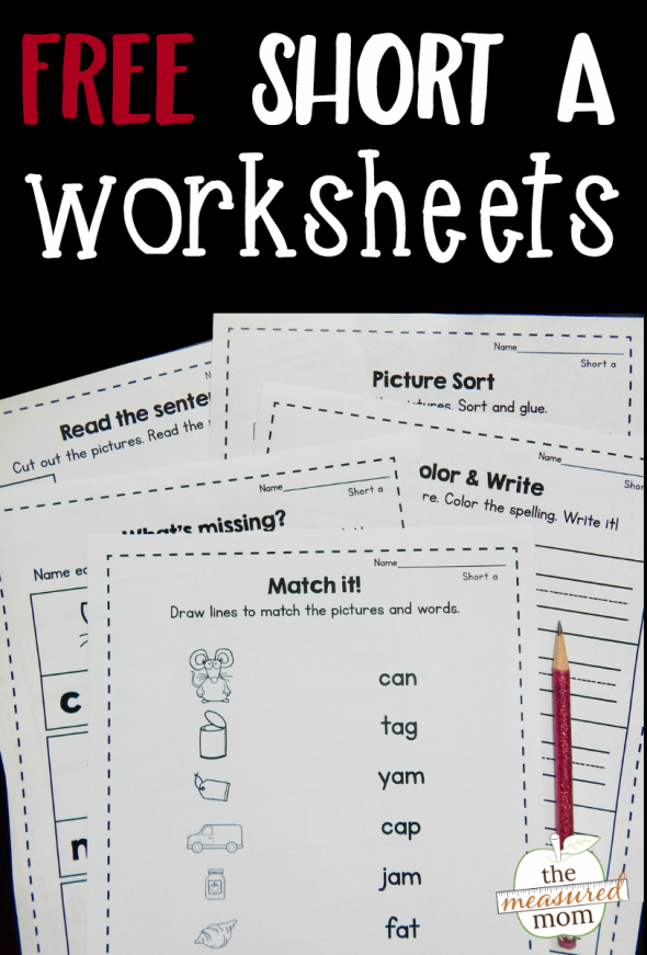 short a worksheet for first grade