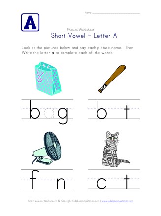 Short Vowel A Worksheet | All Kids Network