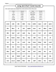 short and long vowel sounds worksheet