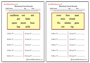 short and long vowel sounds worksheet