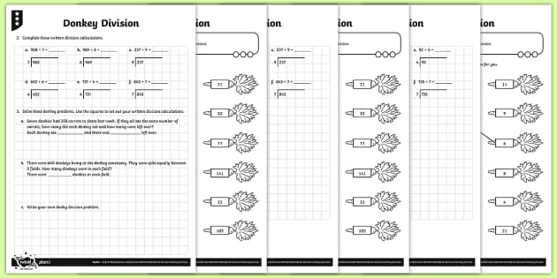 short division worksheet for grade 6