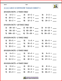 Printable Division Worksheets 3rd &  4th Grade